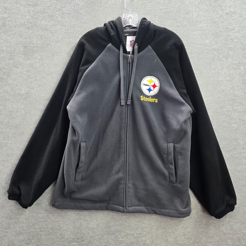 Pittsburgh Steelers Men Hoodie 2XL Gray Logo Embroidered Pockets